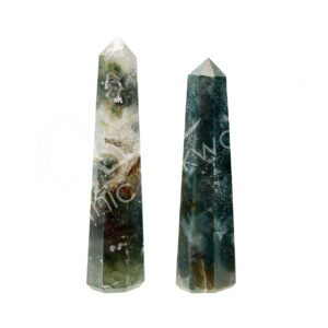 Polished Green Moss Agate Obelisk