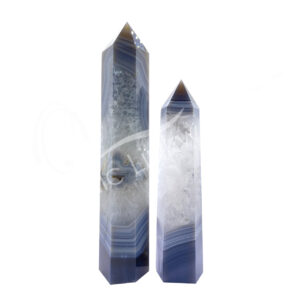 Polished Agate with Quartz Obelisk