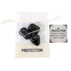 Protection Stone Kit with Tumbled Stones Black Ttourmaline & Black Galaxy & Jasper Black Obsidian