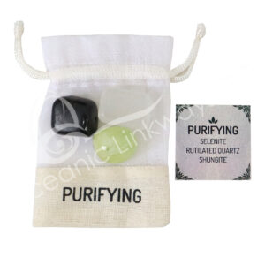 Purifyng Stone Kit with Tumbled Stones Selenite & Rutilated Quartz & Shungite
