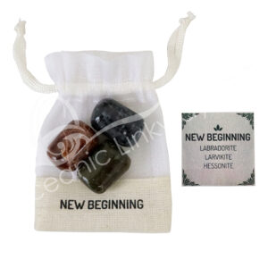 New Beginning Tumbled Stones Kit with Labradorite and Larvikite and Hessonite