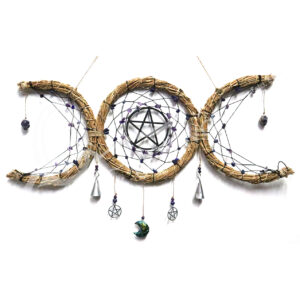 Triple Moon Wreath Amethyst & Sodalite Hanging 19" X 19"