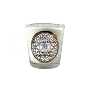 Amber Scented Votive Candles made with Soy Wax & Decorated with Tiger Eye Chips Stones for Problem Solver in a Pop Up Display 2.25-2.5"H X 2.25"Dia.