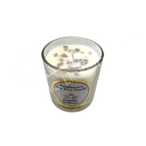 Frankincense Scented Votive Candles made of Soy Wax & Decorated with Angelite Chips Stones for Guidance in a Pop Up Display 2.25-2.5"H X 2.25"Dia.