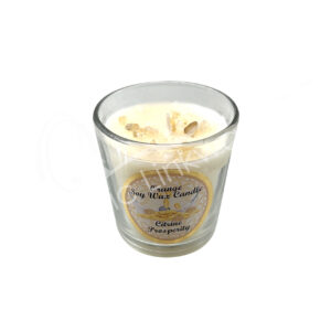 Orange Scented Votive Candles made of Soy Wax & Decorated with Citrine Chips Stones for Prosperity in a Pop Up Display 2.25-2.5"H X 2.25"Dia.