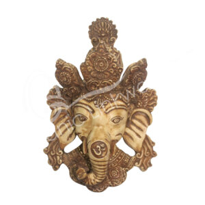 (CLOSE OUT) FIGURINE - GANESHA MASK NATURAL 8.25"