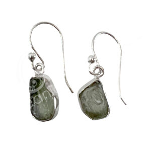 STERLING SILVER - EARRINGS NATURAL MOLDAVITE MIXED SHAPES 35-50 MM