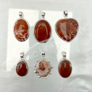(CLOSE OUT) PENDANT - STERLING SILVER JASPER, RED 40-55 MM
