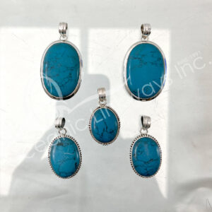 (CLOSE OUT) PENDANT - STERLING SILVER HOWLITE, TURQUOISE 40-50 MM
