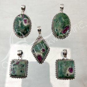(CLOSE OUT) PENDANT - STERLING SILVER RUBY ZOISITE 35-50 MM