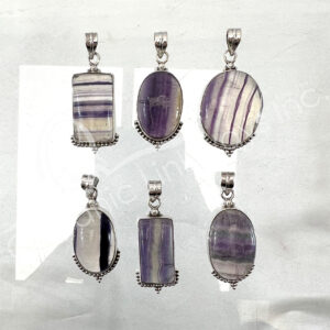 (CLOSE OUT) PENDANT - STERLING SILVER AMETHYST WITH LINING 40-45 MM