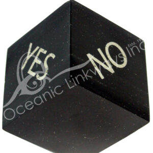 (CLOSE OUT) SPINNING CUBE - ONYX, BLACK WITH PYRITE & ENGRAVING YES/NO 2"