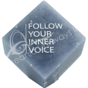 Angelite with Engraving, Follow Your Inner Voice Spinning Cube