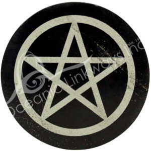Black Onyx with Pyrite Incense Holder with Pentacle Design