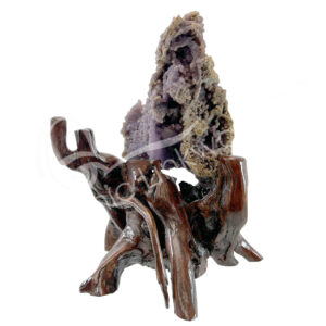 Grape Agate Specimen on Wood Branch Stand