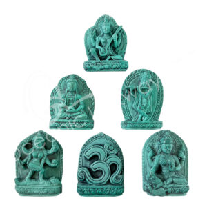 FIGURINE - TURQUOISE POWDER MIXED DESIGNS (SET OF 6) 1.5-1.75"