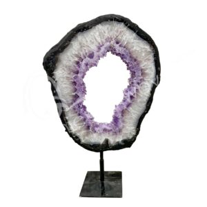 Amethyst Ex Ring with Fine Druse Specimen on Metal Base