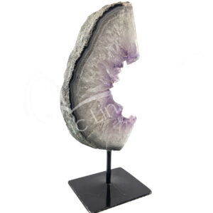 Half Slice Amethyst Druse on Metal Stand