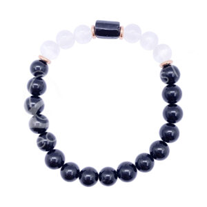Black Tourmaline & Selenite with Black Tourmaline Cylinder Bracelet
