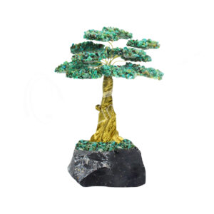 (CLOSE OUT) GEM TREE 4.75" - CHRYSOCOLLA CHIPS WITH PYRITE BASE
