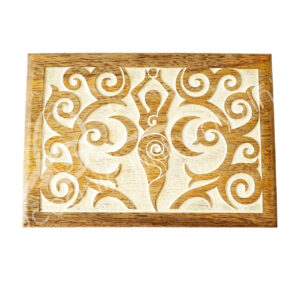 Mango Wood Box with Goddess Machine Carved 5" X 7"