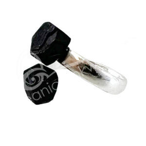 Natural Shingite Adjustable Sterling Silver Ring