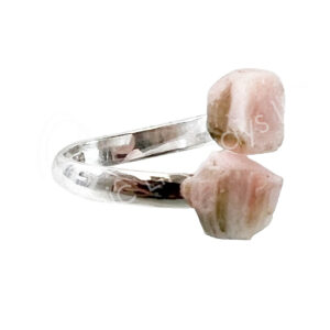 STERLING SILVER - RING, ADJUSTABLE NATURAL PINK OPAL 20 MM DIA