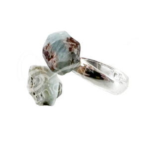 STERLING SILVER - RING, ADJUSTABLE NATURAL LARIMAR 20 MM DIA.