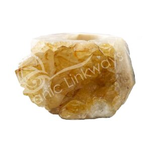 Citrine A Polished Sides Druse in Front Tealight Holder