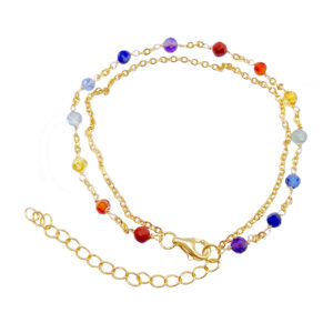 Faceted Chakra Stones Double Row Chain Bracelet