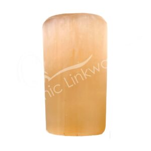 Orange Selenite Cylinder Lamp with Hole Under