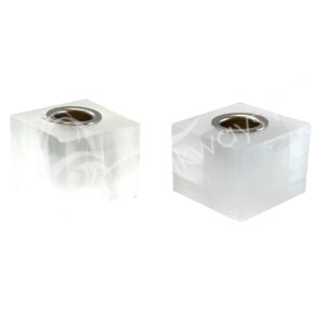 Selenite Cube-Shaped Mini Candle Holder (Pack of 3)