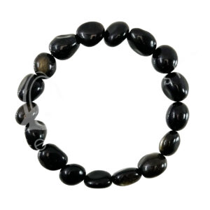 BRACELET - TUMBLED STONES OBSIDIAN, GOLDEN SHEEN (8 X 10 MM) 7.45-7.5"