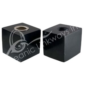 Black Onyx with Pyrite Mini Plain Candle Holder Cube