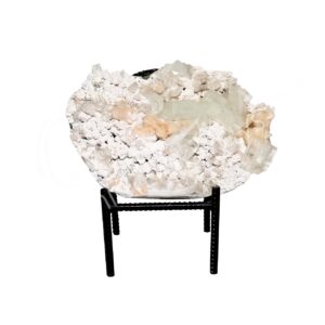 (CLOSE OUT) SPECIMEN - APOPHYLLITE & STILBITE ON MATRIX WITH METAL STAND 7.5 X 13"