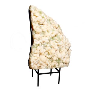 (CLOSE OUT) SPECIMEN - STILBITE, PEACH WITH GREEN CUT POINT APOPHYLLITE ON METAL STAND 26 X 18"