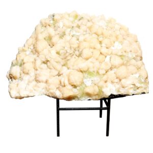 (CLOSE OUT) SPECIMEN - STILBITE, PEACH WITH GREEN CUT POINT APOPHYLLITE ON METAL STAND 16 X 24"