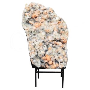 (CLOSE OUT) SPECIMEN - APOPHYLLITE & STILBITE, MIXED COLORS ON METAL STAND 23 X 14"