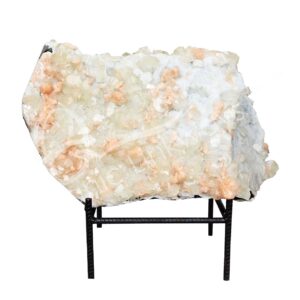 (CLOSE OUT) SPECIMEN - APOPHYLLITE & STILBITE, MIXED COLORS ON METAL STAND 11.5 X 18"