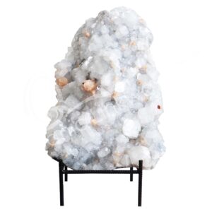 (CLOSE OUT) SPECIMEN - APOPHYLLITE & STILBITE, MIXED COLORS ON METAL STAND 25 X 16"
