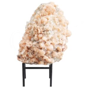 (CLOSE OUT) SPECIMEN - APOPHYLLITE & STILBITE, MIXED COLORS ON METAL STAND 15 X 11"