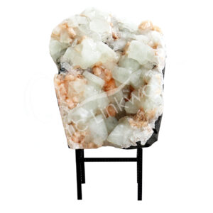 (CLOSE OUT) SPECIMEN - APOPHYLLITE & STILBITE, MIXED COLORS ON METAL STAND 15 X 12"