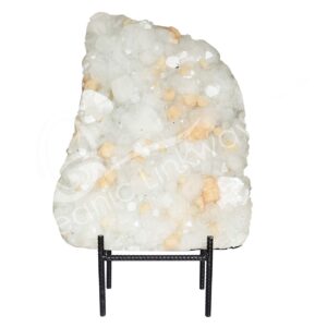(CLOSE OUT) SPECIMEN - APOPHYLLITE & STILBITE, MIXED COLORS ON METAL STAND 15 X 20"