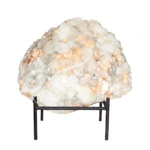 (CLOSE OUT) SPECIMEN - APOPHYLLITE & STILBITE, MIXED COLORS ON METAL STAND 15.5 X 19"