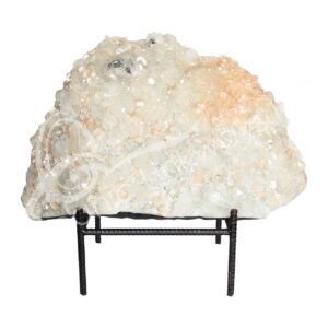 (CLOSE OUT) SPECIMEN - APOPHYLLITE & STILBITE, MIXED COLORS ON METAL STAND 14 X 21"