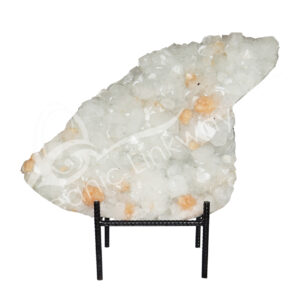 (CLOSE OUT) SPECIMEN - APOPHYLLITE & STILBITE, MIXED COLORS ON METAL STAND 15 X 23"