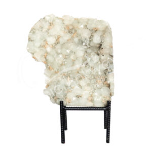 (CLOSE OUT) SPECIMEN - APOPHYLLITE & STILBITE, MIXED COLORS ON METAL STAND 14 X 10"