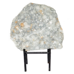 (CLOSE OUT) SPECIMEN - APOPHYLLITE & STILBITE, MIXED COLORS ON METAL STAND 13 X 14"