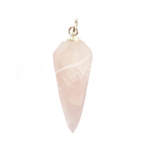 PENDANT - DROP ROSE QUARTZ MULTI FACETED 1.5-1.75"
