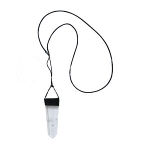 Flat Crystal Quartz Necklace with Black Cord 16-17"L